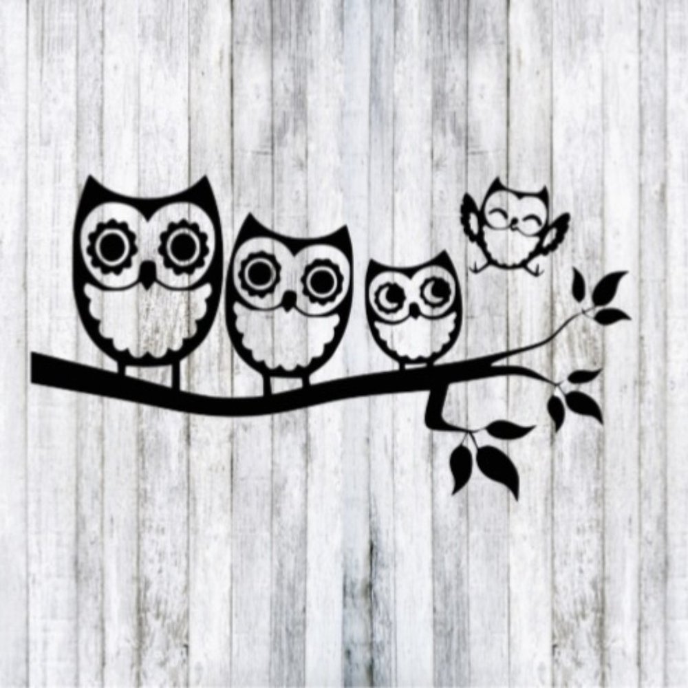 Family of 4 - Owls - Car Window Decal